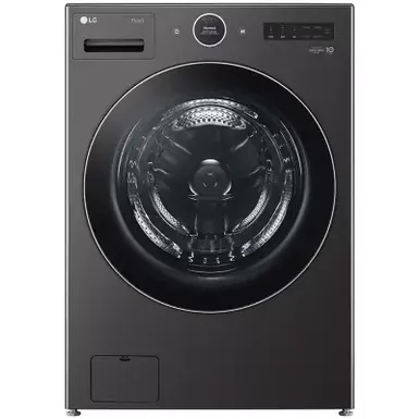 image of LG - 5.0 Cu. Ft. High-Efficiency Stackable Smart Front Load Washer with Steam and TurboWash 360 - Black Steel with sku:bb22014836-bestbuy
