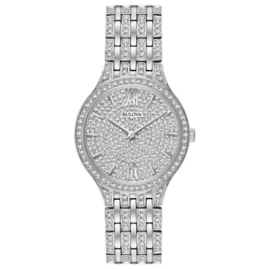 image of Bulova - Ladies Crystal Collection Fully Paved Swarovski Watch Crystal Dial with sku:96l243-powersales