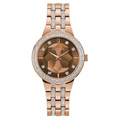 Bulova - Ladies Phantom Rose Gold Swarovski Crystal Watch 3D Rose Gold Dial