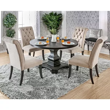 Rustic Wood 5-Piece Dining Table Set in Beige