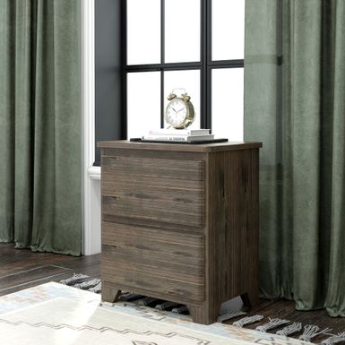 image of Max and Lily Farmhouse Nightstand with 2 Drawers - Brown with sku:quxjj1nnf3nfvtcyw8etkwstd8mu7mbs-overstock
