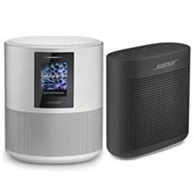 image of Bose Home Speaker 500 Wireless Speaker with Built-In Amazon Alexa, Luxe Silver - With Bose SoundLink Color Bluetooth Speaker II, Soft Black with sku:bo795345130d-adorama