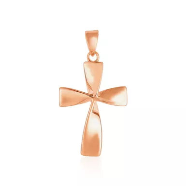 image of Flat Twisted Cross Pendant in 14k Rose Gold with sku:d40758533-rcj