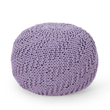 image of Hershel Knitted Cotton Pouf by Christopher Knight Home - Lavender with sku:ylkbhsbd60bgebg5spbtagstd8mu7mbs-overstock