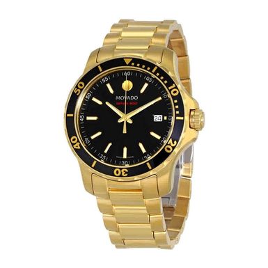 image of Movado - Mens Series 800 Yellow Gold PVD Stainless Steel Watch Black Dial with sku:2600145-powersales