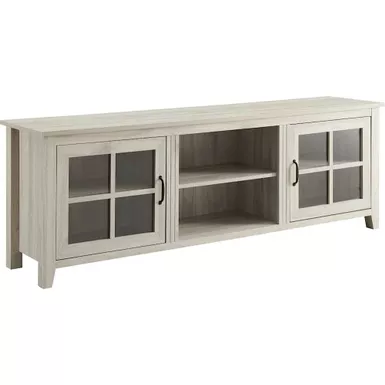 Walker Edison - 70" Farmhouse Glass Door TV Stand Console for Most TVs Up to 80" - Birch