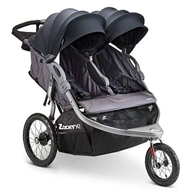 image of Joovy Zoom X2 Double Jogging Stroller, Double Stroller, Extra Large Air Filled Tires, Forged Iron with sku:b07yd43nm4-joo-amz