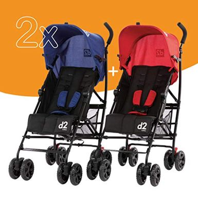 image of Diono Two2Go Lightweight Stroller, Red/Blue with sku:b07rz98zs5-dio-amz