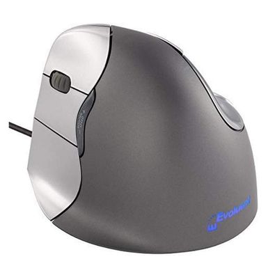 image of Evoluent VerticalMouse 4 Left-Handed Ergonomic Wired Mouse, Large, Silver/Gray with sku:evlvml-adorama