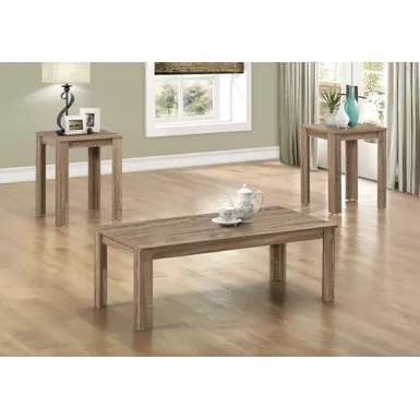 image of Table Set/ 3pcs Set/ Coffee/ End/ Side/ Accent/ Living Room/ Laminate/ Brown/ Transitional with sku:i-7912p-monarch