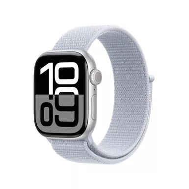 Apple Watch Series 10 (GPS) 46mm Aluminum Case with Blue Cloud Sport Loop - Silver