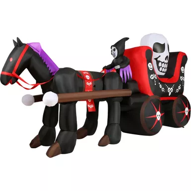 6-Ft.Tall Pre-Lit Inflatable Skull Carriage