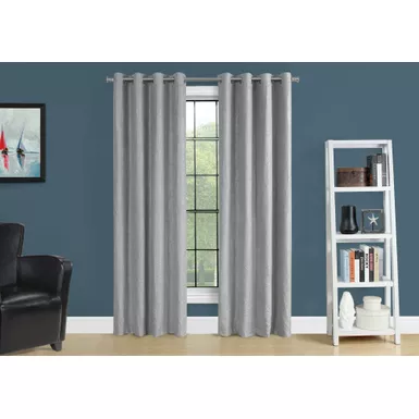 image of Curtain Panel/ 2pcs Set/ 54"W X 95"L/ Room Darkening/ Grommet/ Living Room/ Bedroom/ Kitchen/ Micro Suede/ Polyester/ Grey/ Contemporary/ Modern with sku:i-9845-monarch