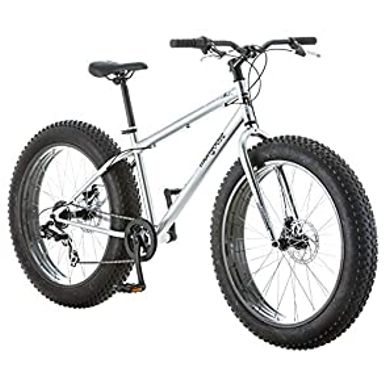 image of Mongoose Malus Adult Fat Tire Mountain Bike, 26-Inch Wheels, 7-Speed, Twist Shifters, Steel Frame, Mechanical Disc Brakes, Multiple Colors Matte Black with sku:b086zhrvdt-pac-amz
