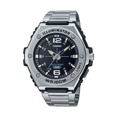 image of Casio - Mens Dress Heavy-Duty Stainless Steel Analog Watch Black Dial with sku:mwa100hd-1av-powersales