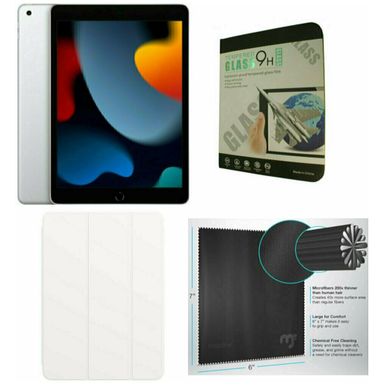 image of Apple 10.2-Inch iPad (Latest Model) with Wi-Fi 64GB Silver White Case Bundle with sku:mk2l3wh-streamline