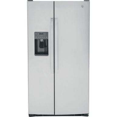 image of Ge 25.3 Cu. Ft. Stainless Steel Side-by-side Refrigerator with sku:gss25gypfs-electronicexpress