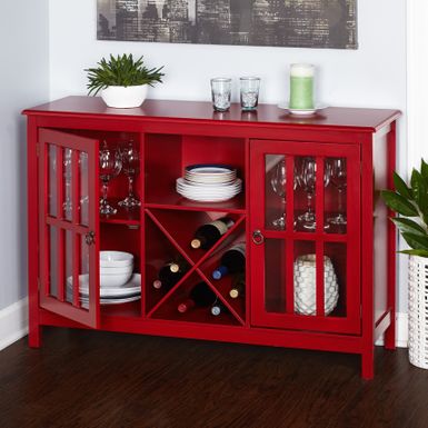 Simple Living Portland Wood/ Glass Wine Buffet - Red