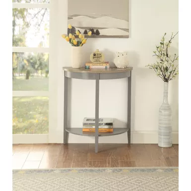 ACME Justino Console Table, Natural Oak & Gray