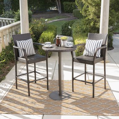 Rent to own Stella Outdoor 3-piece Wicker 26-inch Round Bar Set by ...