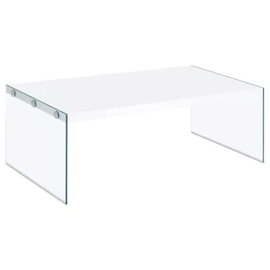 image of Opal Rectangular Coffee Table With Clear Glass Legs White High Gloss with sku:704148-coaster