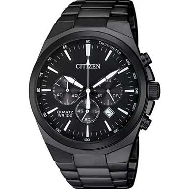 Citizen - Mens Quartz Black Ion-Plated Multi-Dial Watch Black Dial