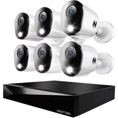 image of Night Owl - 12 Channel 6 Camera Wired 4K 2TB DVR Security System - White with sku:bb22124197-bestbuy