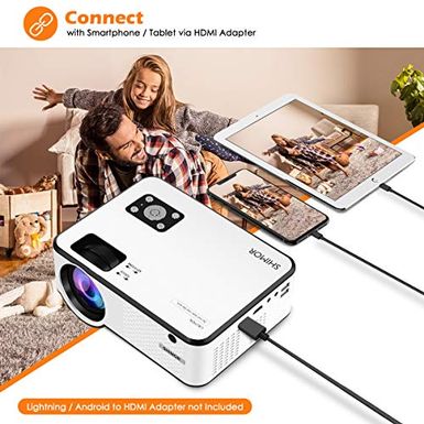 SHIMOR C9 Portable Movie Projector with 100Inch Projector Screen Video Games 1080P Supported Compatible with TV Stick HDMI,USB,TF,VGA,AUX,AV Mini Projector