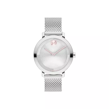 image of Movado - Ladies' Bold Evolution 2.0 Silver-Tone Stainless Steel Mesh Watch Silver Dial with sku:3601085-powersales