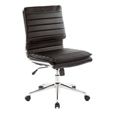 Armless Mid Back Professional Managers Faux Leather Chair with Chrome Base - White