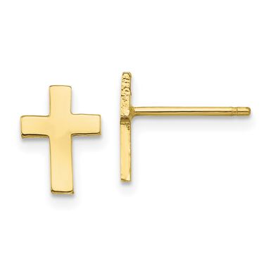 Rent to own 10K Yellow Gold High Polished Solid Cross Stud Earrings by ...