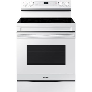 image of Samsung 6.3-Cu. Ft. Smart Freestanding Electric Range with No-Preheat Air Fry and Convection, White with sku:ne63a6511sw-almo