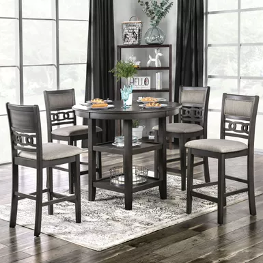 Transitional Wood 5-Piece Counter Dining Table Set in Gray