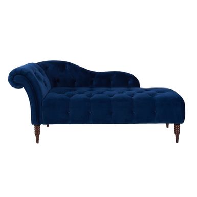 image of Samuel 66" Velvet Upholstered Button Tufted Chaise Lounge - Navy Blue Velvet with sku:sklh9ebjyhlfswwftbelhwstd8mu7mbs-overstock