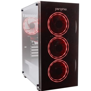 periphio red gaming pc tower desktop computer