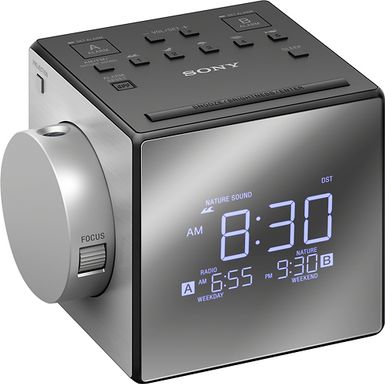 image of Sony - AM/FM Dual-Alarm Clock Radio - Black/Silver with sku:icfc1pj-powersales