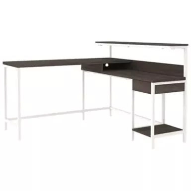 Two-tone Dorrinson L-Desk with Storage