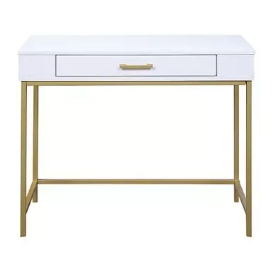 image of OSP Home Furnishings - Modern Life Desk in Finish With Gold Metal Legs - White with sku:bb21954307-bestbuy