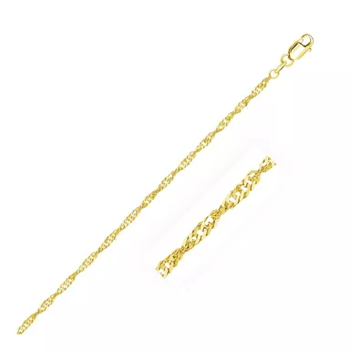 2.1mm 14k Yellow Gold Singapore Anklet (10 Inch)