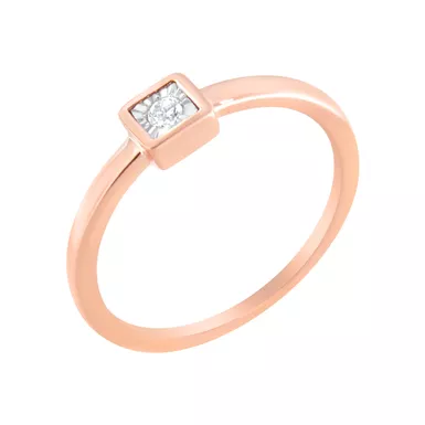 14K Rose Gold Plated .925 Sterling Silver Miracle Set Diamond Cushion Promise Ring (J-K Color, I1-I2 Clarity) - Choice of size