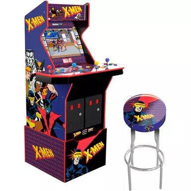 image of Arcade1Up - X-Men Arcade with Stool, Riser, Lit Deck & Lit Marquee - Multi with sku:bb21899525-bestbuy