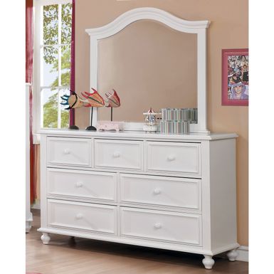 image of Dole Traditional Wood 7-Drawer 2-Piece Dresser and Mirror Set by Furniture of America - White with sku:0g18zkapbyxkfbm9t9rhrqstd8mu7mbs-overstock