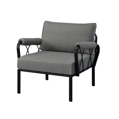 image of ACME Rajni Patio-Arm Chair, Gray Fabric & Black Finish with sku:ot01761-acmefurniture
