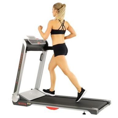 Sunny Health & Fitness Strider Motorized Folding Running Treadmill with Wide Base, Portable, USB, Flat Folding and Low Profile - SF-T7718