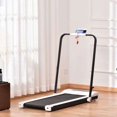 image of Soozier Folding Electric Treadmill, Walking, Jogging, Running Machine with 7.5 MPH Speed, LED Display and Remote Control - White with sku:dtrknzitw4ck1j81rmarkastd8mu7mbs--ovr