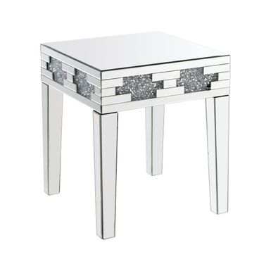 ACME Noralie End Table, Mirrored & Faux Diamonds