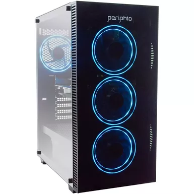 image of Periphio Blue Gaming PC Tower Desktop Computer, Intel Quad Core i5 3.4GHz, 16GB RAM, 120GB SSD + 1TB 7200 RPM HDD, Windows 10, Nvidia GT1030 Graphics Card, RGB, HDMI, Wi-Fi with sku:per-0000010-btg