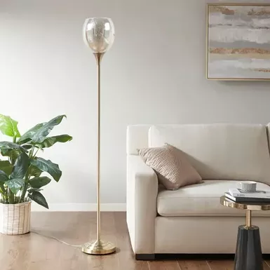 image of Bellow Uplight Floor Lamp with Mercury Glass Shade with sku:fb154-1165-olliix