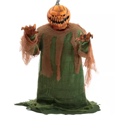 Motion-Activated Jack O' Lunger by Tekky, Indoor or Covered Outdoor Premium Halloween Animatronic, Plug-In or Battery