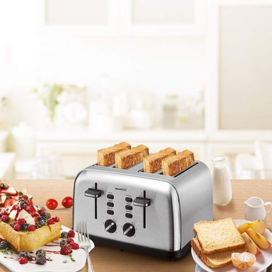 image of 4-slice stainless steel toaster - silver with sku:fpvcpelrc6llwzh3lkox8qstd8mu7mbs-overstock